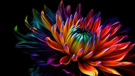 Colorful chrysanthemum flower isolated on black background.の素材
