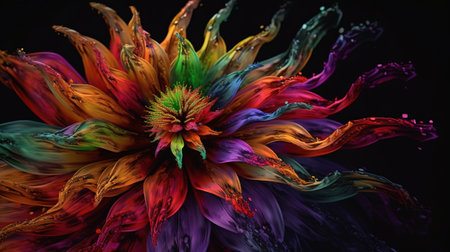 Colorful dahlia flower on black background. Close up.の素材