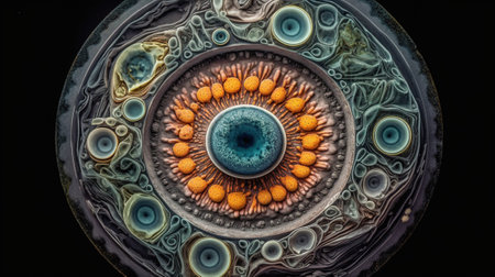 Colorful abstract eye on black background. Psychedelic image.の素材