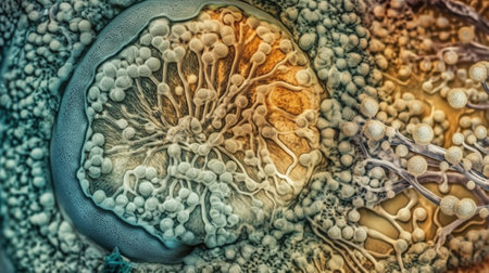 3d illustration of bacterial cell in human body. Bacteria and microorganism cells.の素材