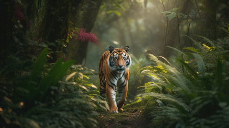 Siberian Tiger in the jungle, nature and wildlife concept.の素材