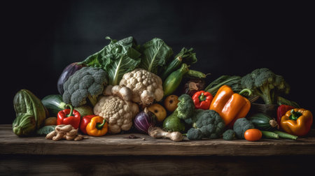 still life  Vegetables, Herbs and Fruit as ingredients in cooking.の素材