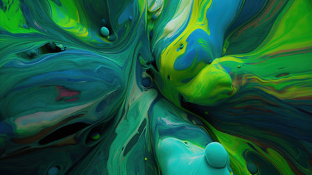 Abstract background of acrylic paint in green and blue tones. Computer generated graphics.の素材