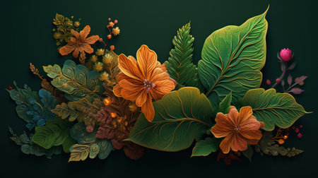 Abstract floral background with leaves and flowers. Vector illustration for your designの素材
