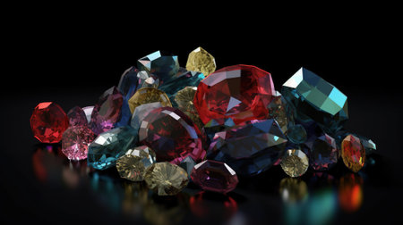 Gemstone on a black background. 3d render illustration.の素材