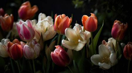 Tulip. Beautiful bouquet of tulips. colorful tulips. tulips in spring,colourful tulipの素材