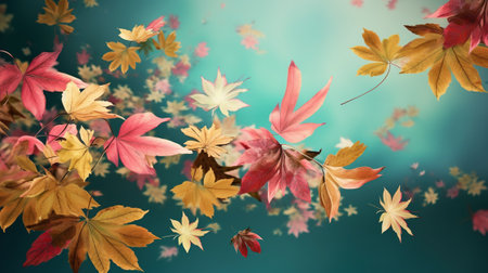 Autumn leaves background with space for your text. 3d illustrationの素材