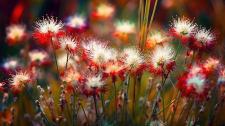 colorful flowers in the meadow in summer, soft focus backgroundの素材