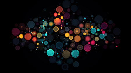 Abstract colorful bokeh on black background. Vector Illustration.の素材