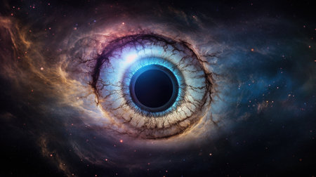 Eye of God in deep space. Science fiction background. 3D renderingの素材