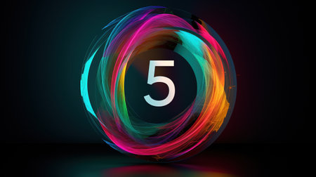 3d illustration of number 5 over dark background. Number five conceptの素材