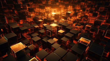 Abstract digital background, 3d illustration, square pattern, computer generatedの素材