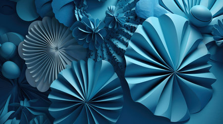 3d rendering of abstract background with geometric shapes in blue color.の素材