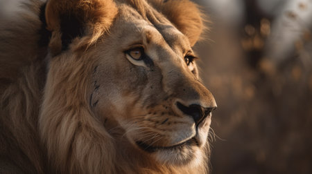 Lion in the Kruger Park, South Africa; Specie Panthera leo family of Felidaeの素材