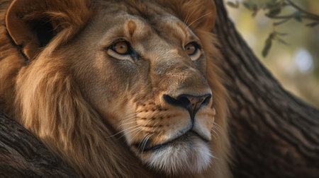 Close up of a male lion (Panthera leo)の素材