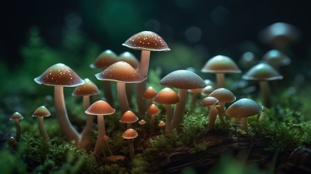 Mushrooms in the forest. Shallow depth of field.の素材