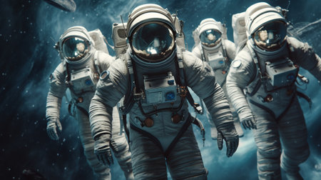 Astronaut in outer space. Science fiction. 3D renderingの素材