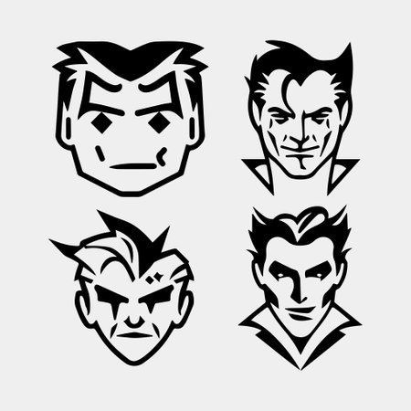 Set of angry monsters. Vector illustration in black and white colors.のイラスト素材