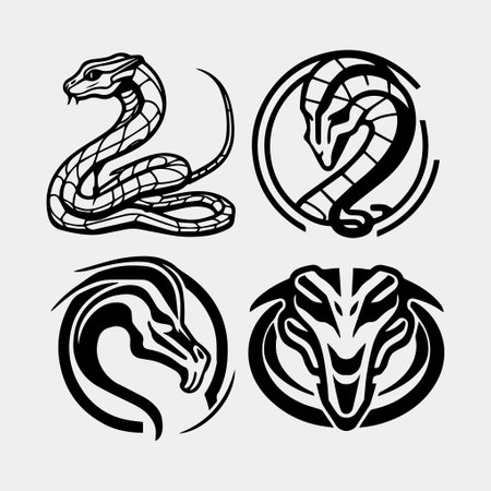 set of concept snakes logo illustrations vector design elements for designersのイラスト素材
