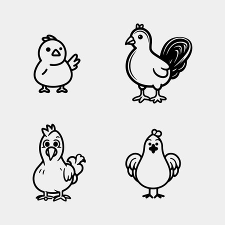 Cute cartoon baby chicken set isolated on whiteのイラスト素材