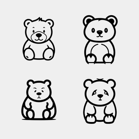 Set of cute cartoon teddy bears isolated in whiteのイラスト素材