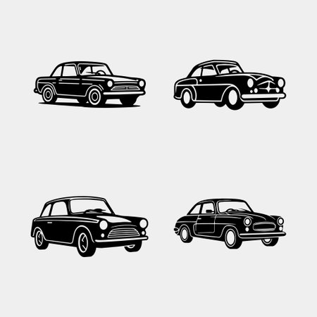 set of retro car vector. isolated on whiteのイラスト素材