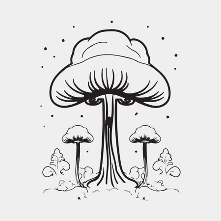 mushroom mystical icon vector isolated on white backgroundのイラスト素材