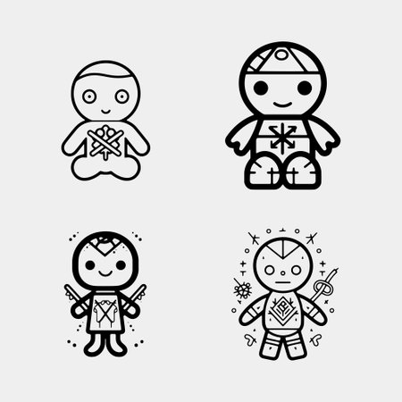 set fo Voodoo doll cartoon vector isolated on white backgroundのイラスト素材