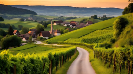 vineyards on the hills near the village of chianti, tuscany Generative AI, AI Generatedの素材