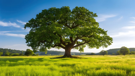 beautiful big old tree in the field Generative AI, AI Generatedの素材