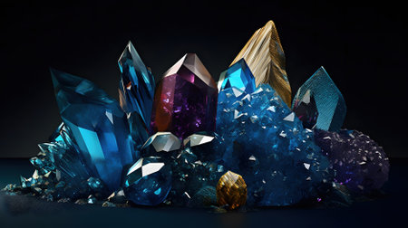 3D illustration of a crystal stone with a blue crystal Generative AI, AI Generatedの素材