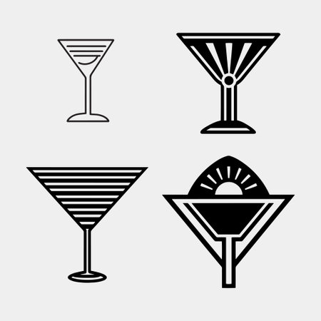 set of cocktails icons on white backgroundのイラスト素材