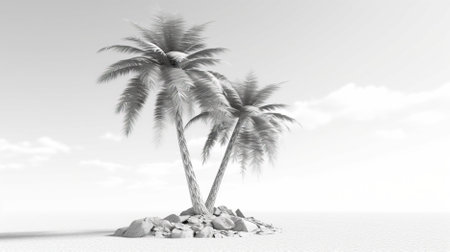 3 d render. abstract background of coconut trees. palm trees and tropical plants Generative AI, AI Generatedの素材