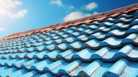 modern roof on a roof with a blue sky background Generative AI, AI Generatedの素材