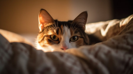 cute cat lying on the floor Generative AI, AI Generatedの素材