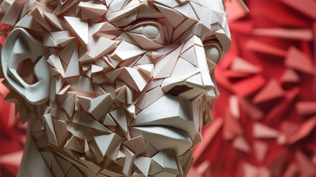 abstract geometric figure of the face made of wood Generative AI, AI Generatedの素材