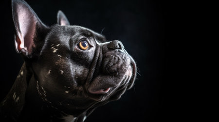 french bulldog portrait on black background Generative AI, AI Generatedの素材