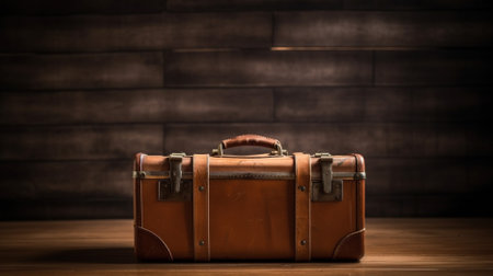 vintage suitcases on wooden background,AI Generated,Generative Ai,Aiの素材