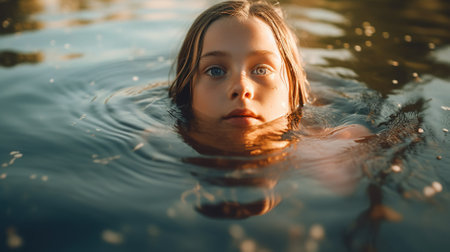 portrait of a beautiful child with a butterfly on her face. the concept of nature, childhood and imagination Generative AI, AI Generatedの素材