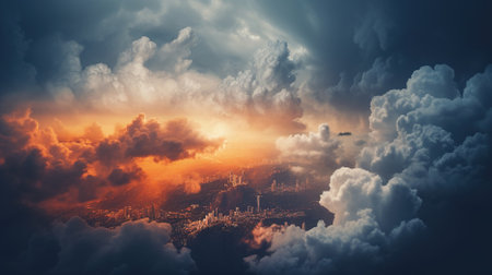 clouds over the city Created with AIの素材