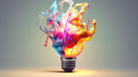 creative idea with fire and bulb Created with AIの素材