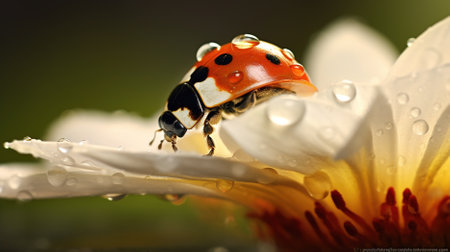 ladybug on the green leaf Created with AIの素材