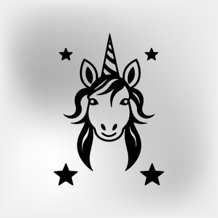 silhouette of the unicorn head with starsのイラスト素材