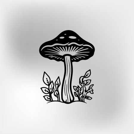 mushrooms in a mushroom forest on a white backgroundのイラスト素材
