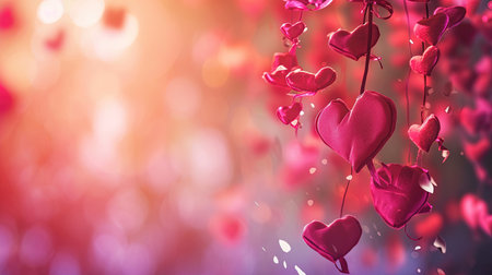 valentine 's day background with pink hearts and copy space created with generative aiの素材