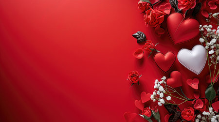 valentine 's day background with pink hearts and copy space created with generative aiの素材