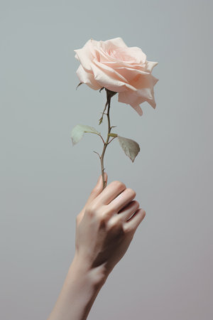a person holding a rose in their hand created with Generative AIの素材