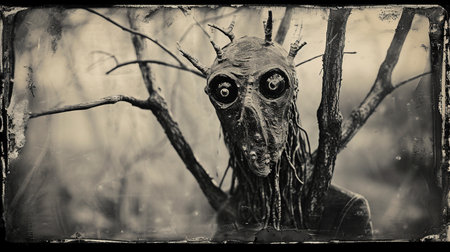 scary monster in the old forestの素材