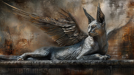 3 d illustration of an ancient statue of the cityの素材