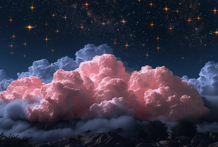 night sky with stars and cloudsの素材